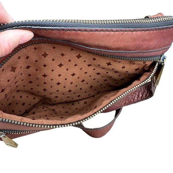 Fossil Leather Crossbody Bag Womens Purse Soft Leather Brown Boho - Picture 12 of 16